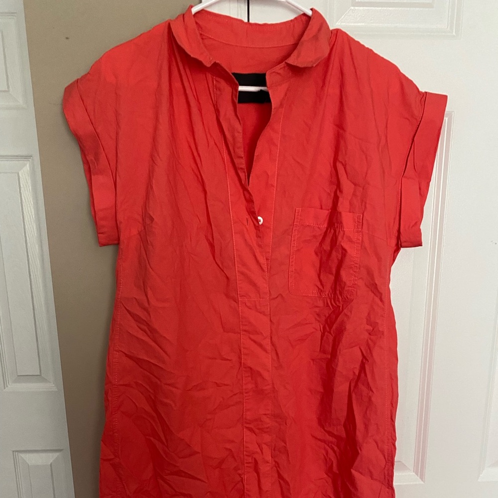 J. CREW Salmon/Coral button down, cotton, shirt dress